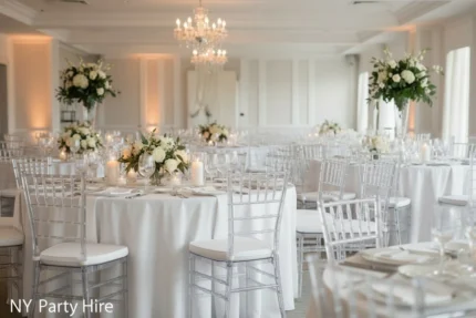Clear Chiavari chairs wedding reception seating Sydney