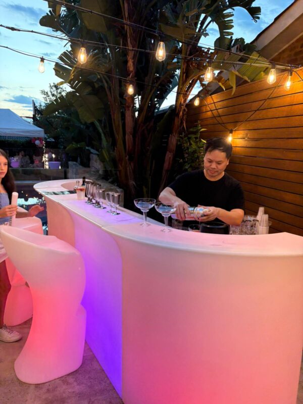 NY Party Hire Glow Straight and corner bar setup for an event hire